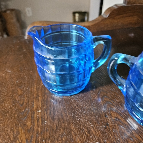 Blue Glass Creamer and Sugar Set - Picture 12 of 14